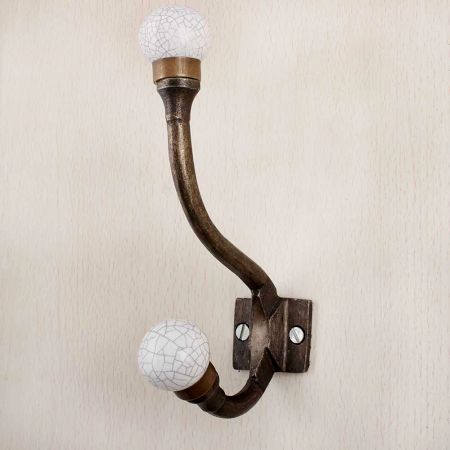 White Crackle Iron Hooks-EHG-81